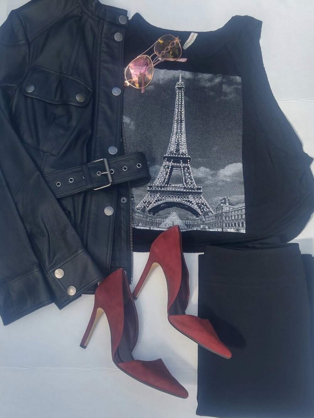 Pink Berry SZL Y2K Black Eiffel Tower tank with Dropped Armholes